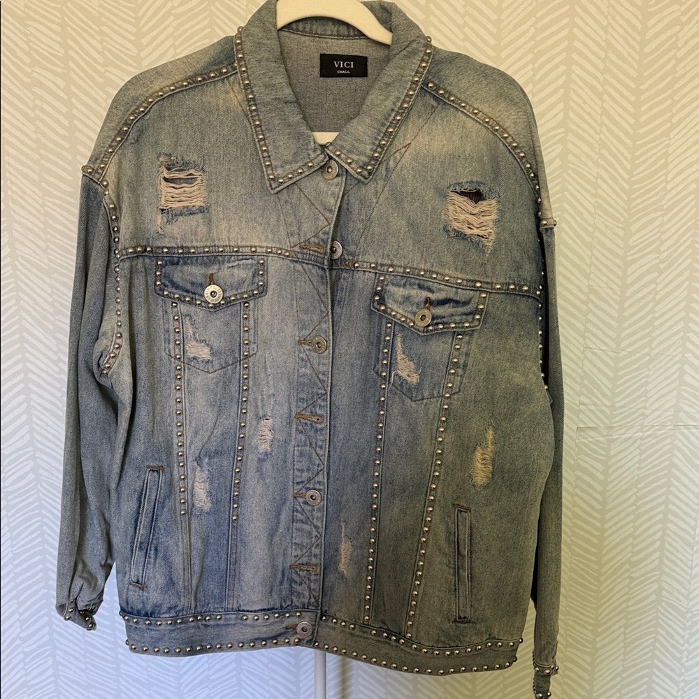 Vici Blue Studded Denim Jacket